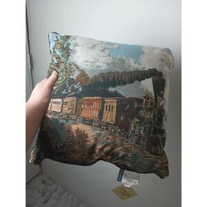 Vtg Dakotah NWT Steam Train Locomotive Home Decor Throw Pillow Gift